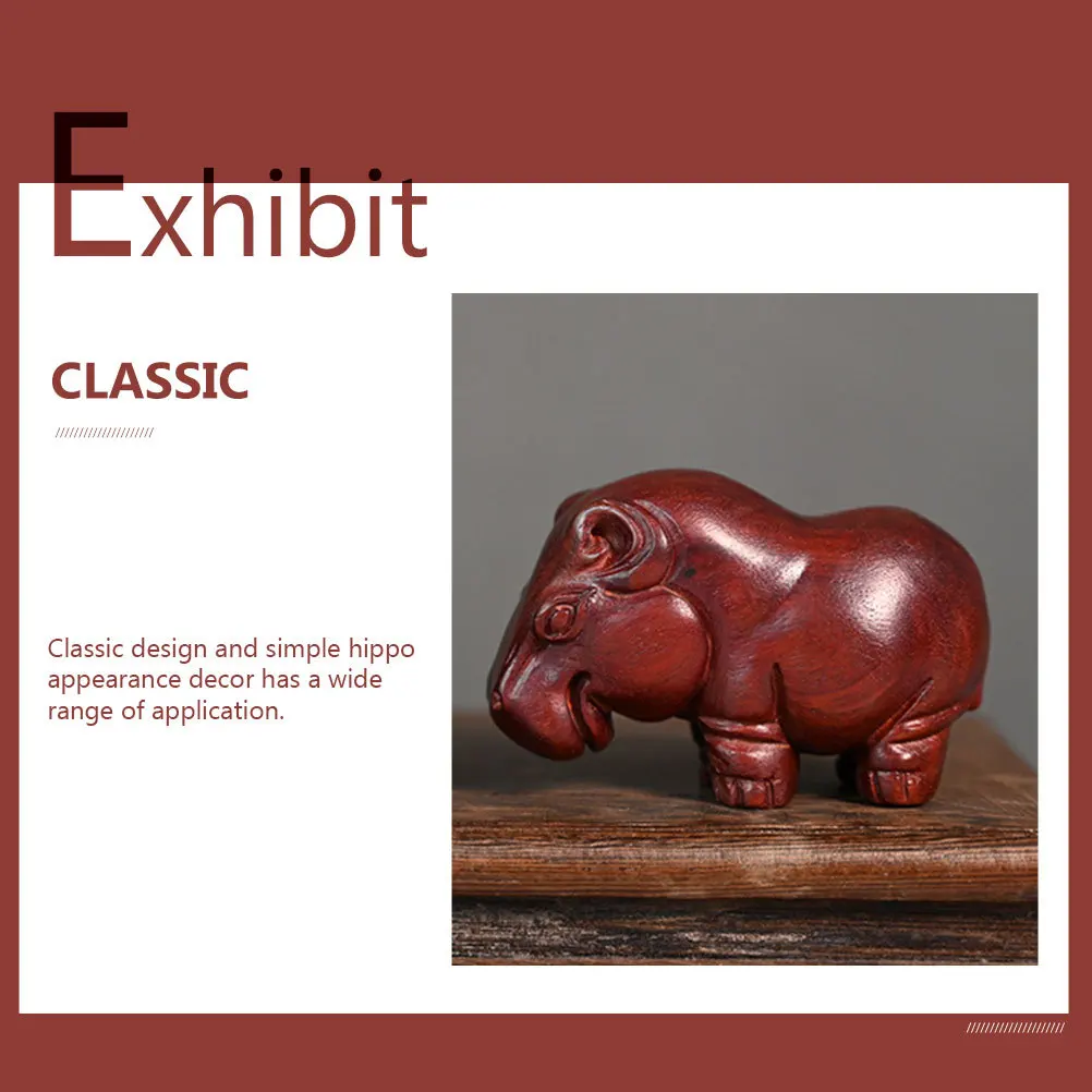 

Blood Sandalwood Hippo Carving Handmade Wood Sculpture Decorative Art Piece for Living Room Shelf Display Wooded Decor