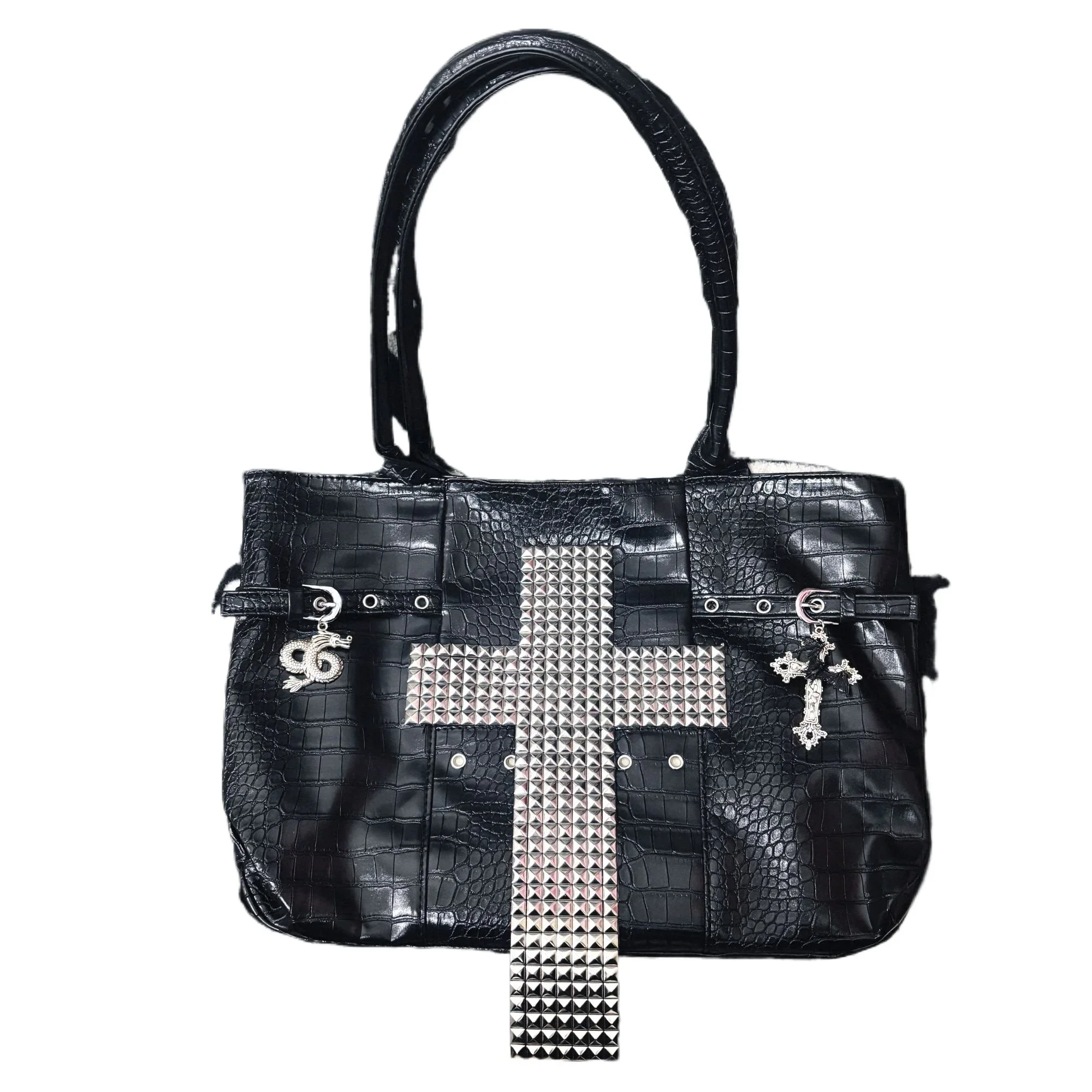 women's-large-capacity-underarm-tote-bag-original-punk-cross-high-street-versatile-commuter-bag