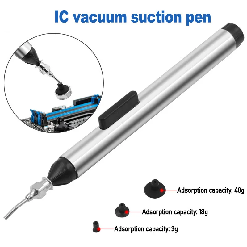 

Vacuum Sucking Pen Suction Remover Sucker Pump IC SMD Tweezers Pick Up Tool Soldering Tool Desoldering with 3 Suction Headers