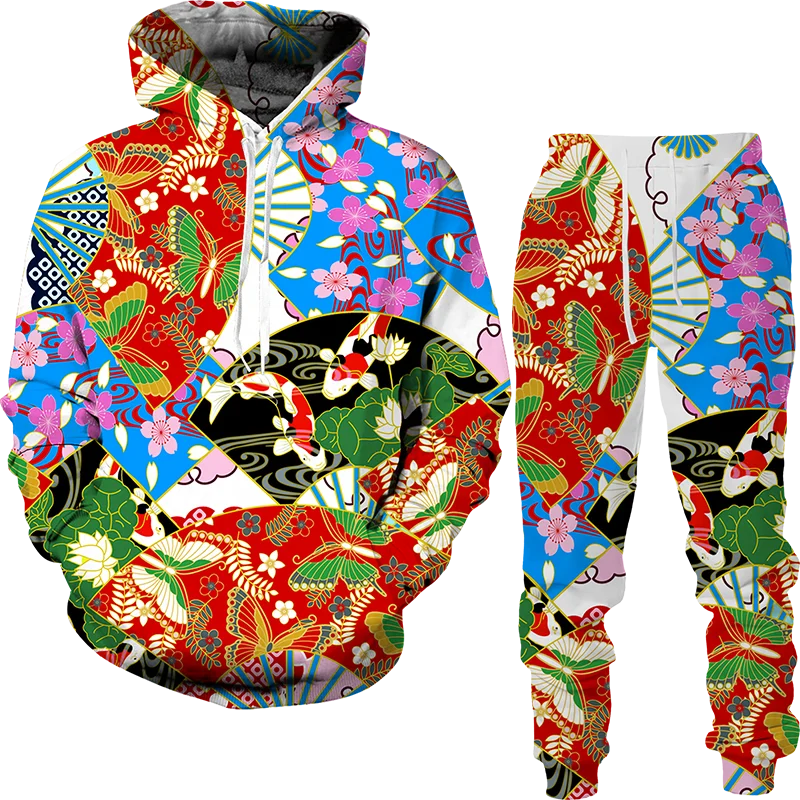 New 3D Printing Colorful Trippy Weeds Fashion Men Women Tracksuits Crewneck Hoodies+pants Plus Size S-7XLHarajukuClothes Casual