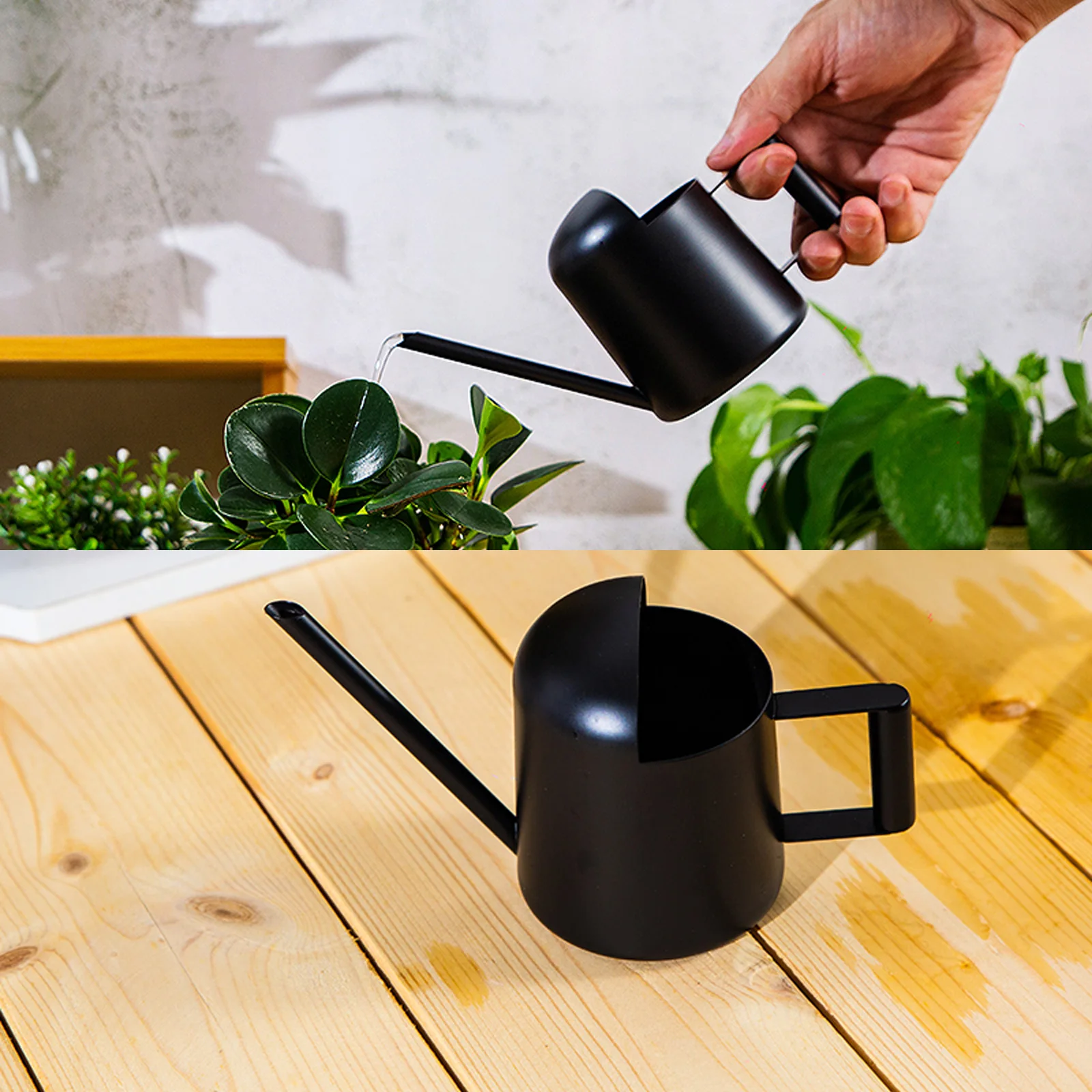 

11oz/300ml Mini Watering Can Stainless Steel Super Tiny for Kids Indoor Desk Office Bonsai Black Water Cans