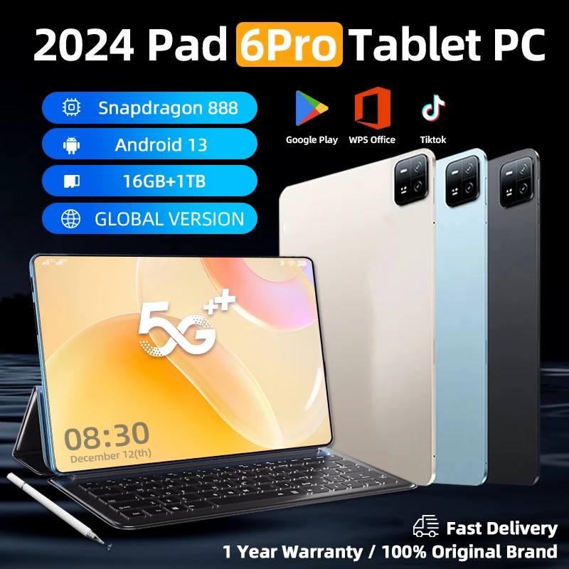 2024 Original Global Version Tablets Pad 6Pro HD 4K Android 13 Snapdragon 888 11inch 16GB 1TB 10000mAh Tablet PC 5G WIFI Mi Tab