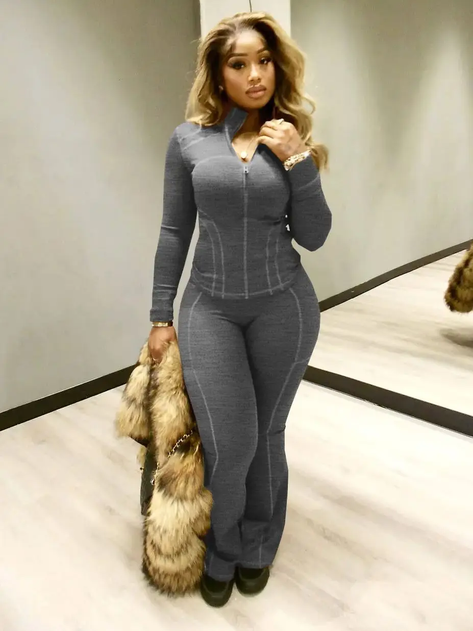 

Weird Puss повседневный комплект из 2 предметов, женский спортивный костюм в полоску, лоскутная куртка на молнии с капюшоном + брюки-клеш, одинаковая спортивная эластичная уличная одежда