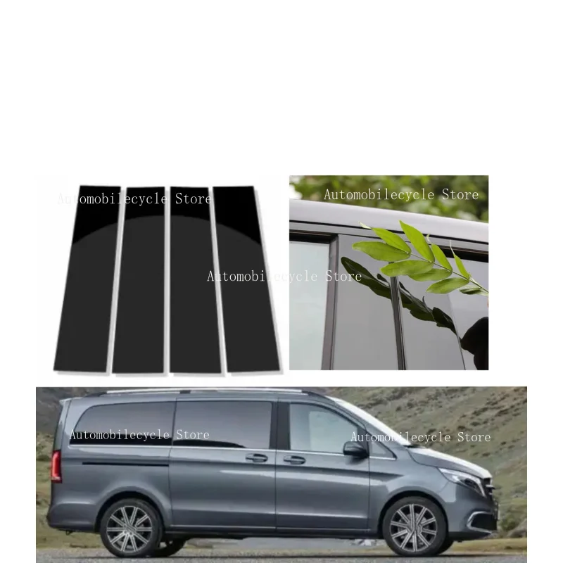 

4PCS Fit For Mercedes-Benz V Class W639 Viano Valente 2003-2014Glossy Black Pillar Post Door Window Column BC Trim Sticker Cover