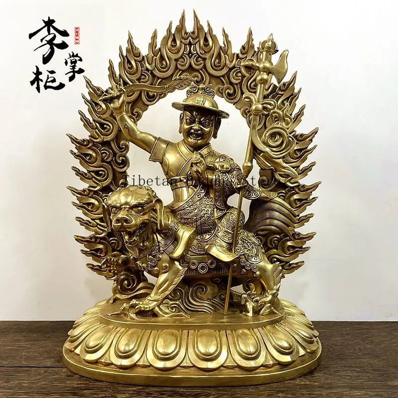 Tibetan Tantra Thickened Large Pure Copper Dorje Shugden Buddha Statue Ornament Tibetan Juli Protector God Dorje Xiongtian