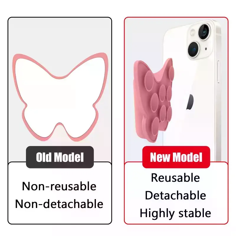 شفط كأس سيليكون الهاتف حامل أحمر الشفاه مكافحة فقدان فراشة شكل ملمع الشفاه جراب هاتف حامل هاتف أحمر الشفاه متعدد الوظائف #3