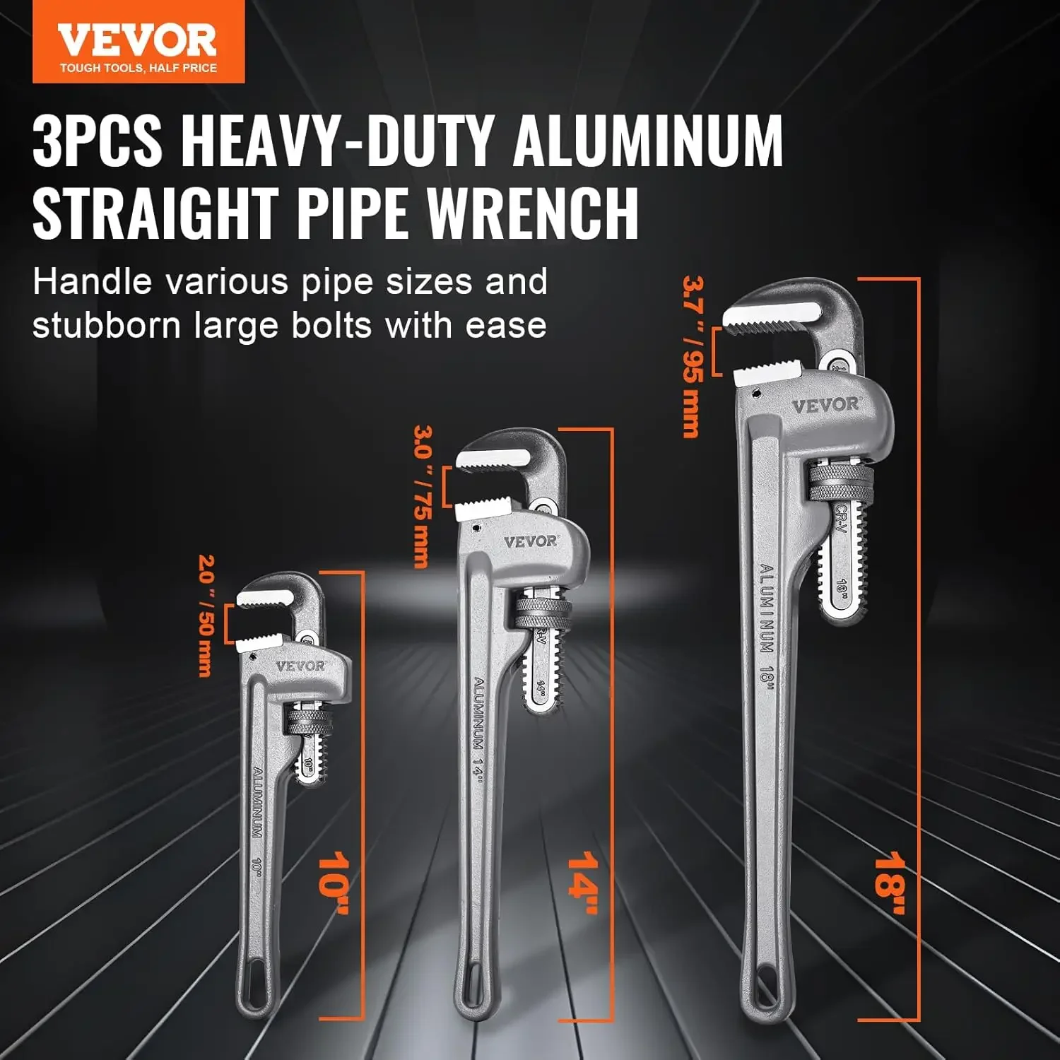 3-Piece Pipe Wrench Set, 10