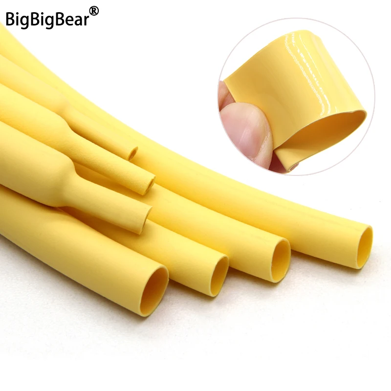 

1~10m 3:1 Heat Shrink Tubing With Glue 1.6~ 50mm Yellow Double Wall Adhensive Polyolefin Sleeve Lined Wire Cable Protector