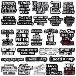 Black Letters Enamel Brooch Dog Claw Wine Bottle Please Do Not Pet The Peeves This Is Bob I Love Sleep Punk Lapel Pins Jewelry