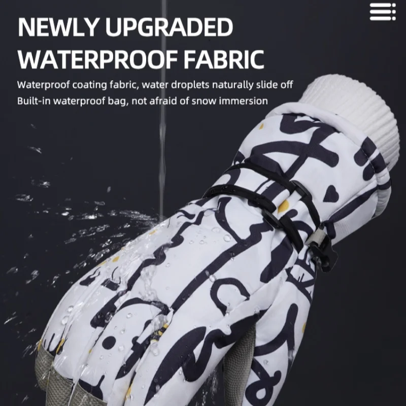 Guanti da sci caldi per adulti per uomini e donne, guanti invernali impermeabili foderati in pile, guanti da ciclismo invernali touchscreen