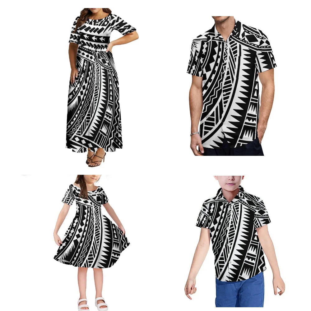 Pacific Island Home Clothing Loose Crew Neck Women'S Dress Men'S Fashion Shirt Polynesian Traditional Print Custom Women'S Dress