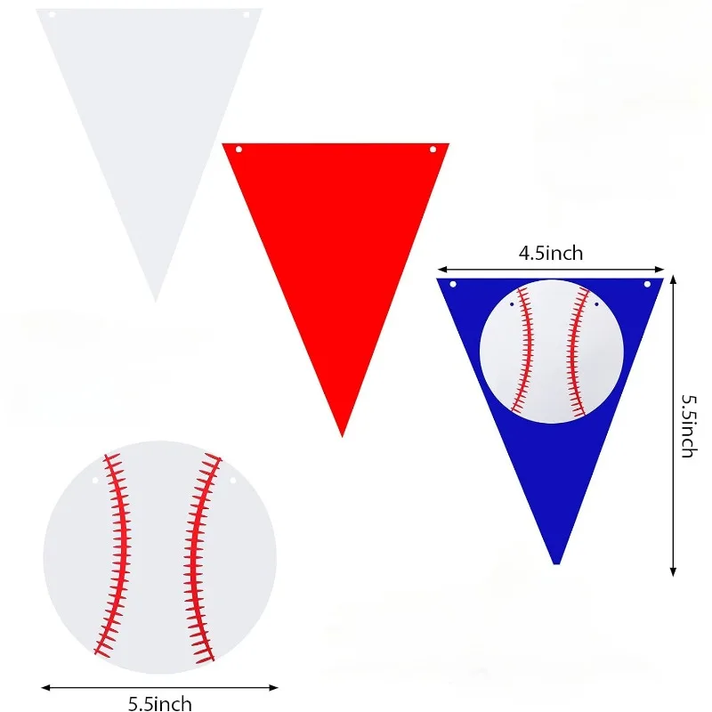 白と赤の野球バナーパーティーの装飾、三角形の旗、紙の花輪、スポーツテーマ、誕生日、ベビーシャワー用品