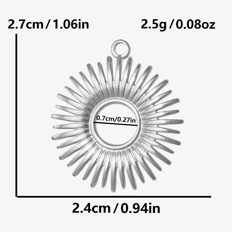 10 Stuks Nieuwe Geen Vervagende Zilveren Kleur Mode Korte Hanger Geometrie Versnelling Zon Schroefdraad Bloemvouwen Charmes Diy Sieraden Maken