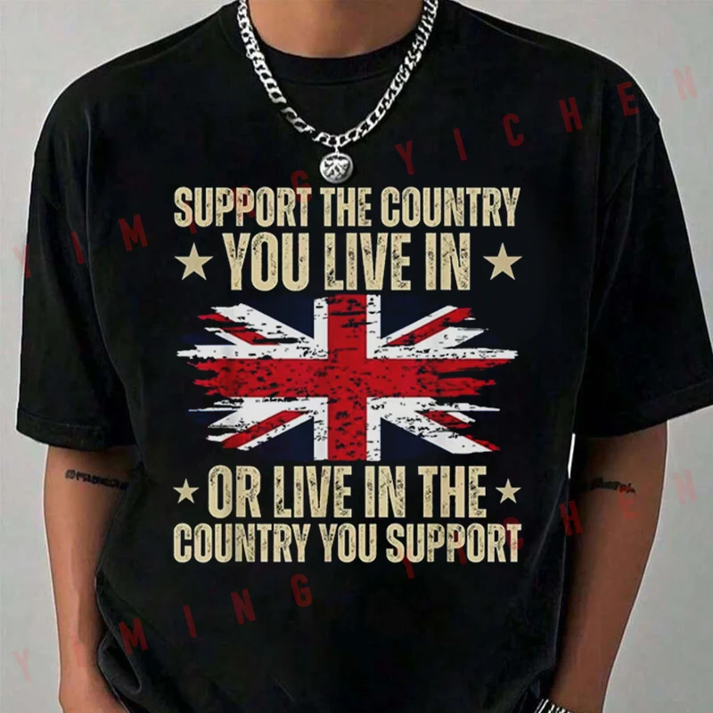 

Men's Motorcycle Union Jack T-Shirt-British Flag Design With Slogan TShirt Summer Short Sleeve Casual Fashion Unisex Top Tee