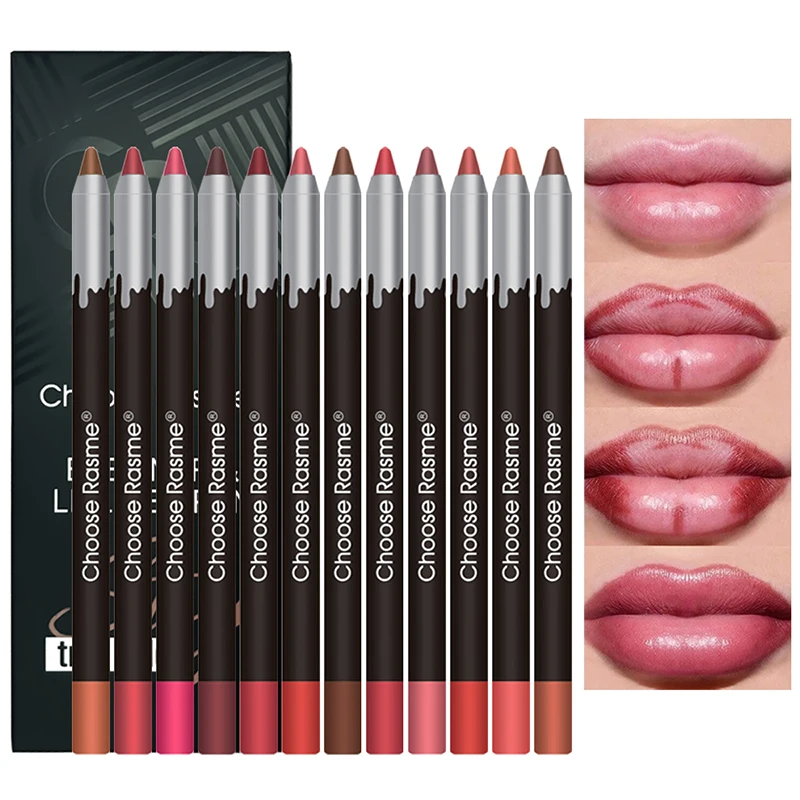 12 Stuks Nude Lip Voering Pen Matte Gladde Lipliner Fluwelen Antiaanbaklaag Beker Lipgloss Matte Lippenstift Cosmetica