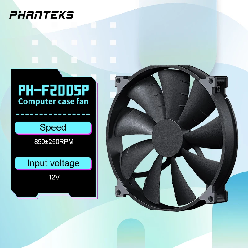 

PHANTEKS F200SP Black High Air Volume Computer Case Fan 200mm 4Pin PWM Quiet Cooling Fan FDB Hydraulic Bearings