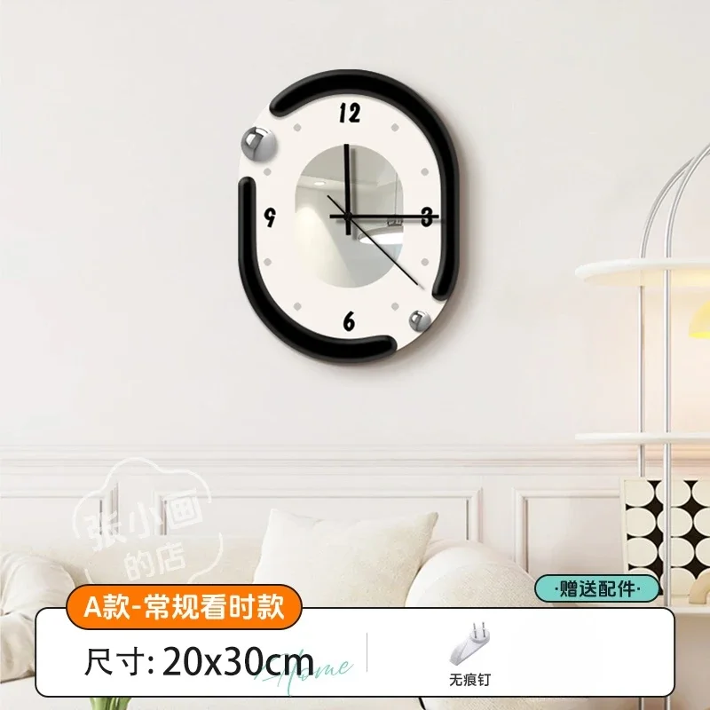 Ins Wind Living Room Wall Clock Restaurant Mirror Surface Quartz Clock Mural Watch Bedroom Mute Digital Clock Room Decorations