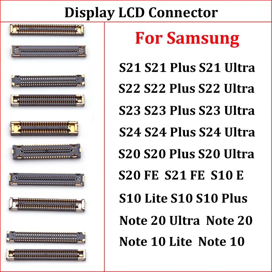 10Pcs LCD Display Screen FPC Connector For Samsung S21 Plus S22 Ultra S23 S24 S20 FE USB Charger On Mainboard Plug Flex Cable