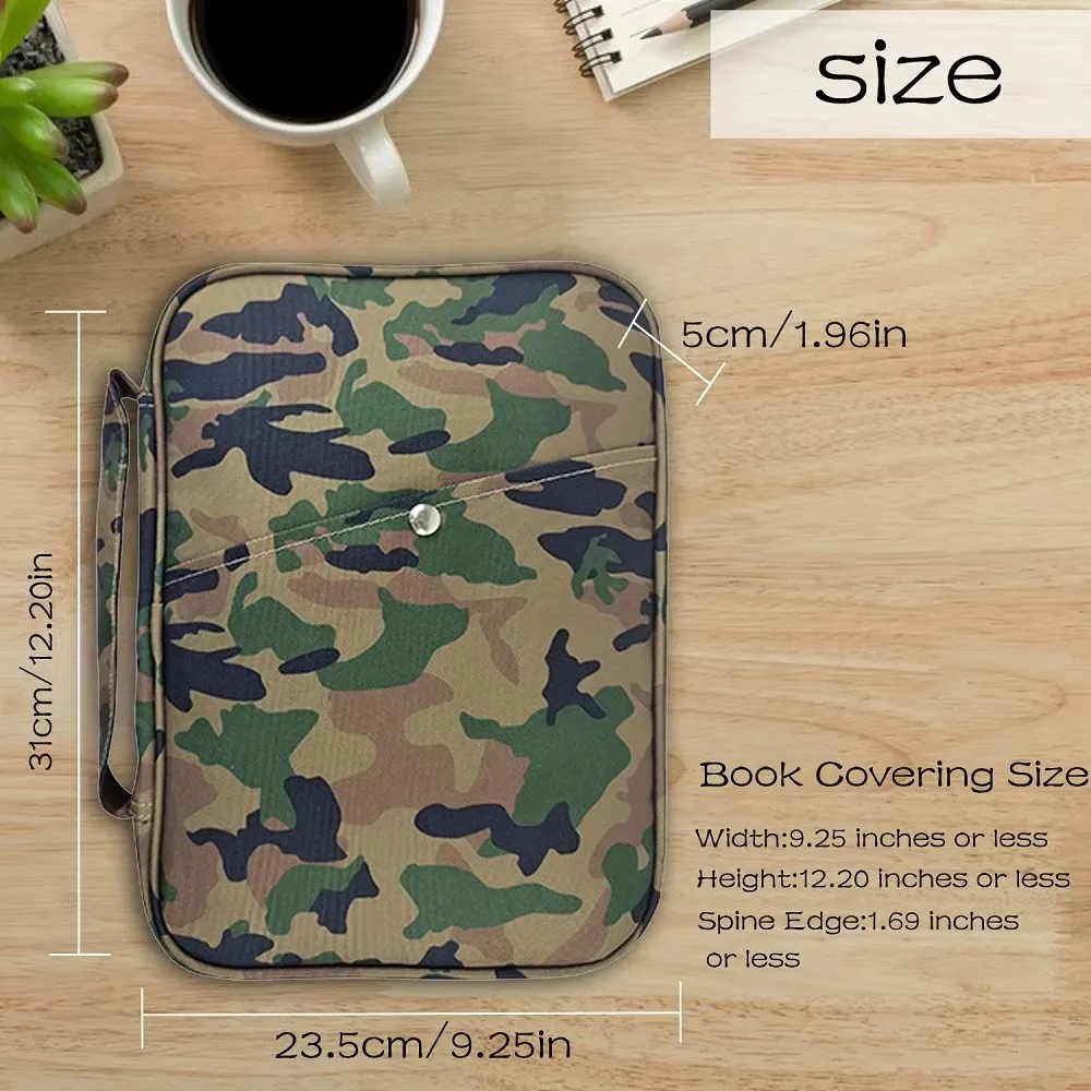 غطاء الكتاب المقدس المقاوم للصدأ، حقيبة الكنيسة، حقيبة الكتاب المقدس الواقية مع مقبض وجيب بسحاب هدية للأب #4