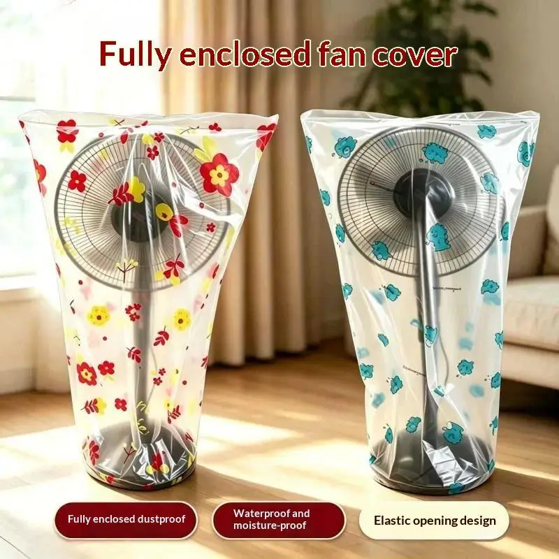 Fan Dust Protector Elastic Floral Printed Full Wrap Stand Pedestal Fan Dust Cover Reusable Fits Most 16-20 Inch Fans