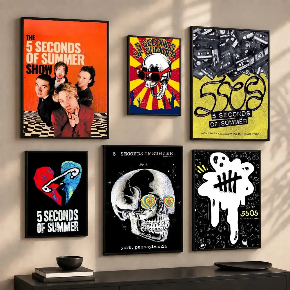 Pop Rock Band 5 S-Seconds of S-Summer 5SOS Poster Wall Art Print Sticker for Bedroom Living Room Dorm Office Modern Home Decor