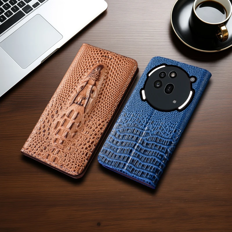 

Crocodile Head Flip Book Cover For Nothing Phone 1 2 2A 3A Pro Plus CMF Phone 1 2 Genuine Leather Phone Case