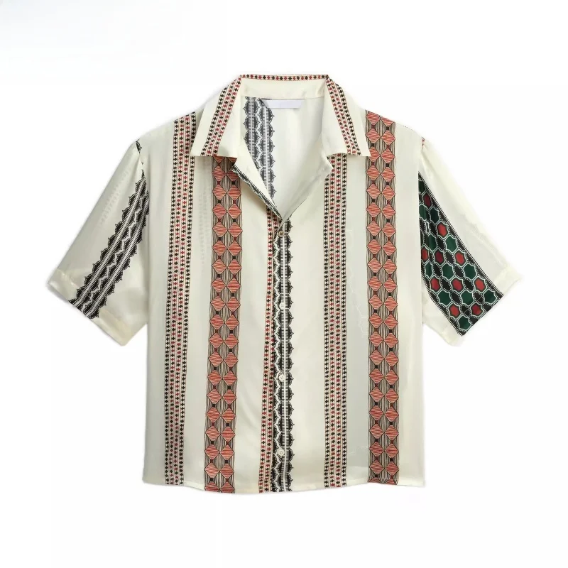 

Loose Striped Casual irt for Men Summer New Sle ort Sve Turn-down Collar Haome Haome irt Youth Faion