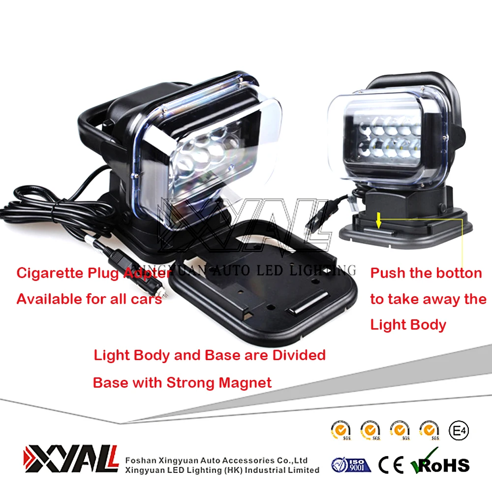 July003 Marine Rescue Vehicle Mounted Remote Control Search Light Spotlight Floodlight 50 W Super Bright Portable LED Searchligh