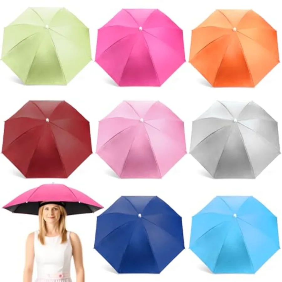 

Набор из 8 шляп-зонтиков (27 дюймов) с эластичной лентой, складные, с защитой от УФ-излучения, водонепроницаемые, от солнца и дождя, для рыбалки