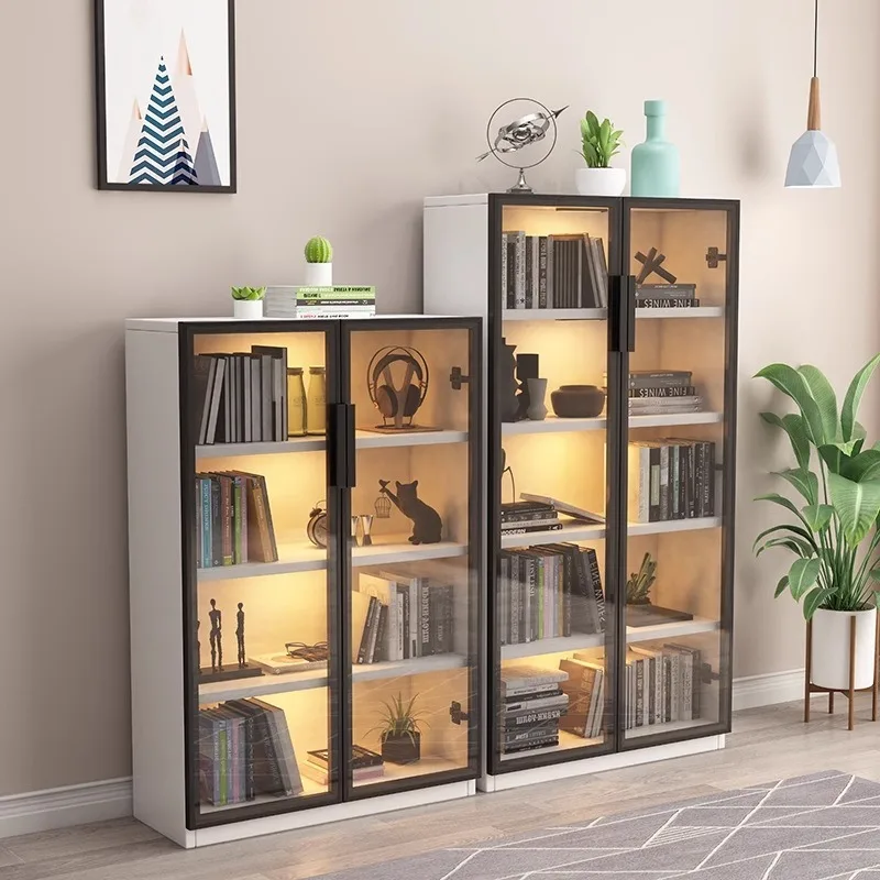 

Modern Luxury Display Cabinet Living Room Glass-Door Bookcase Home Storage Unit Decorative Storage Solution