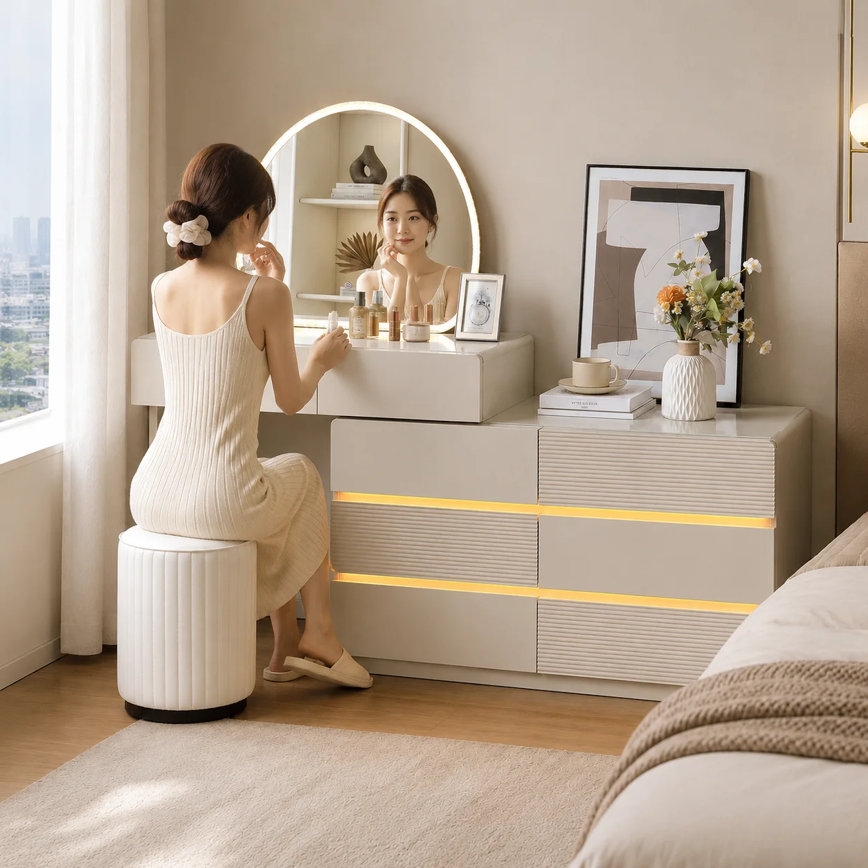 # Tocador moderno para dormito - Dressing Table Vanity With Lighted Mirror reseña y precio