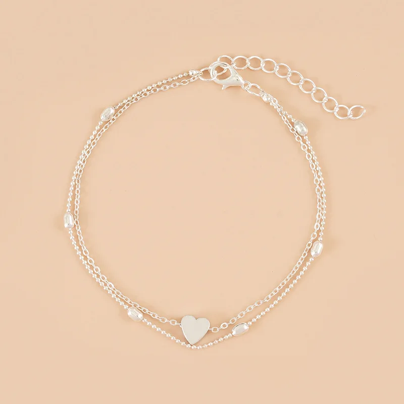 Heart Shaped Anklet Fashion Adjustable Set Jewelry Women's Hot Selling Bead Chain Heart Shaped Anklet Gift Party image 3