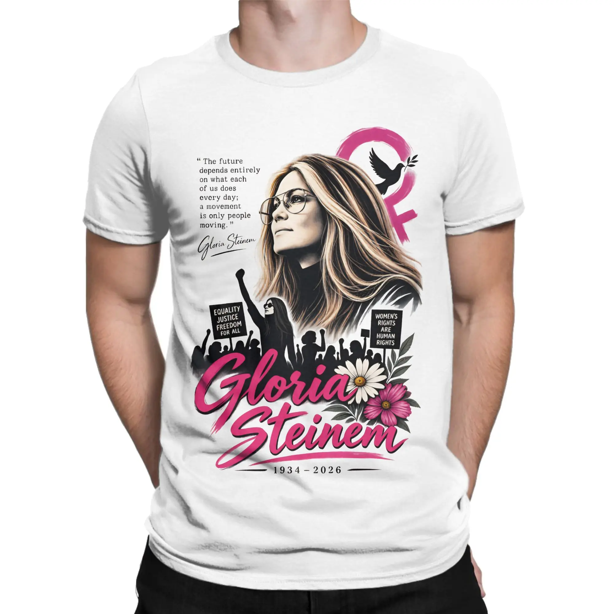 Awesome Rip Gloria Steinem T-Shirt Men Women's O Neck Pure Cotton T Shirts  Short Sleeve Tee Shirt Graphic Printed Clothing