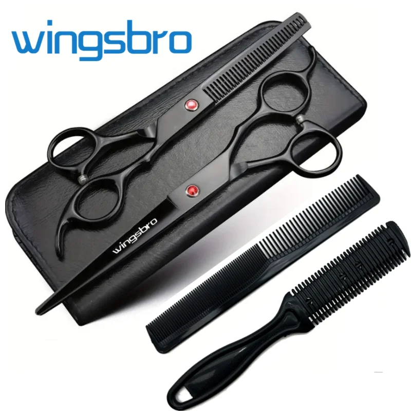 

7 Inch Barber Scissors Kit Hair Cutting Scissors Barber Accessories Professional Tail Comb Cape Set