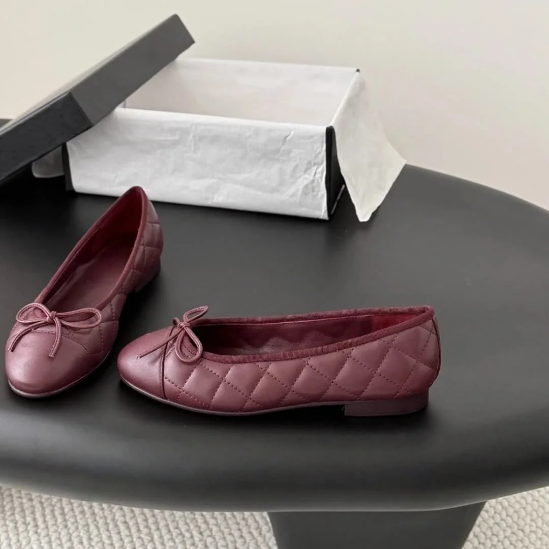 New  Design Denim Blazer Spring Autumn Ballet Flats Leather Round Toe Bow Comfortable True to Size Women Shoes ballet  2026