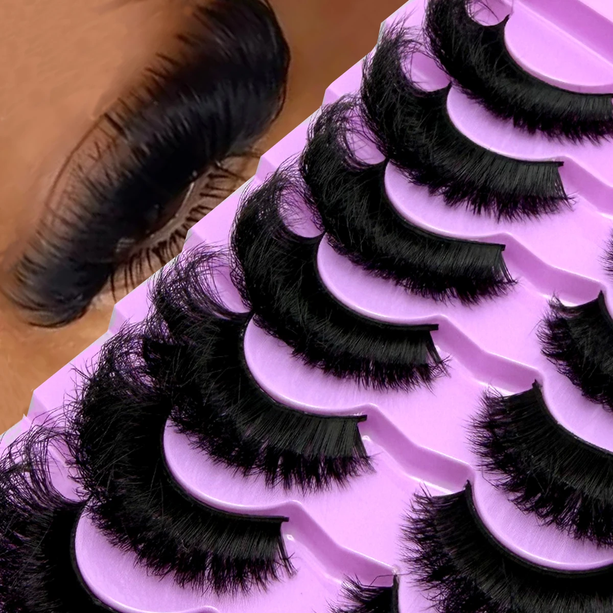 جديد 7 أزواج ثلاثية الأبعاد فو المنك جلدة Wispy رقيق 25 مللي متر الرموش الصناعية سميكة حجم دراماتيكي القط رموش شريط طويل Wispy ماكياج