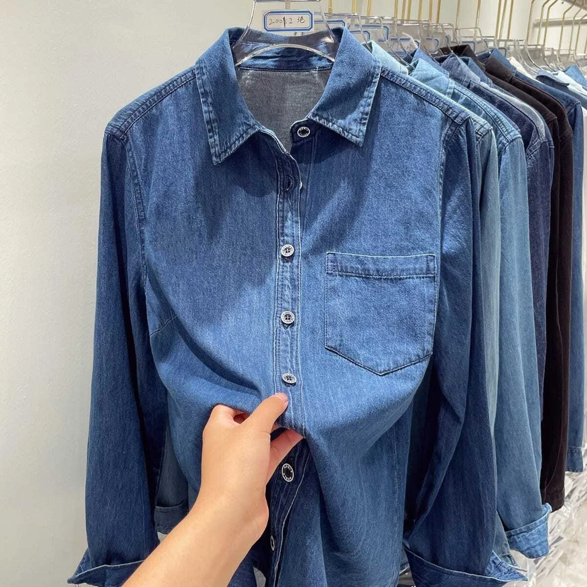 

Polo Denim Women's Dress 2023 Long Sleeve Top Loose Shirt Coat Vintage Clothes for Women Tops Shirts Blouses