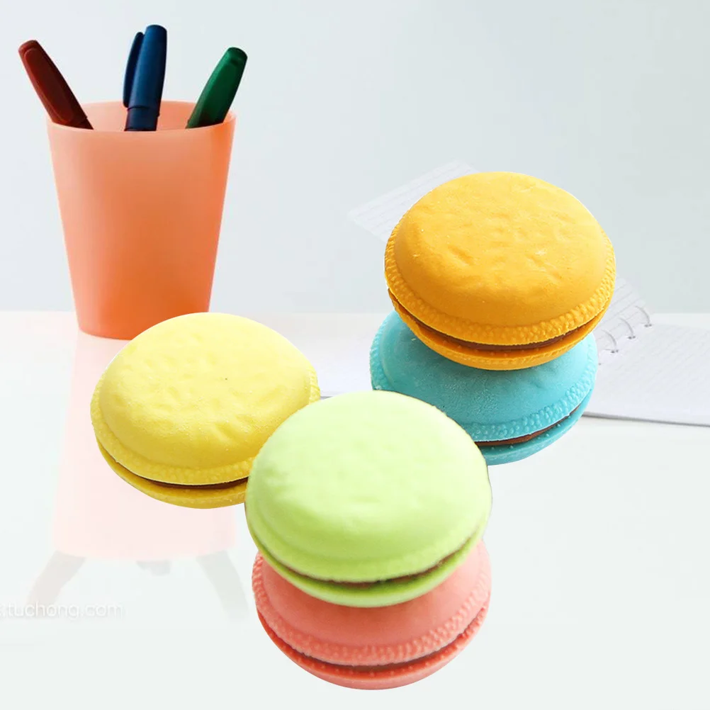 5 szt. Urocze gumki do mazania w kształcie makaroników, kawaii zestaw artykułów papierniczych, gładkie pisanie, korekcja dla uczniów, zabawne narzędzia do nauki, gumka do ołówka