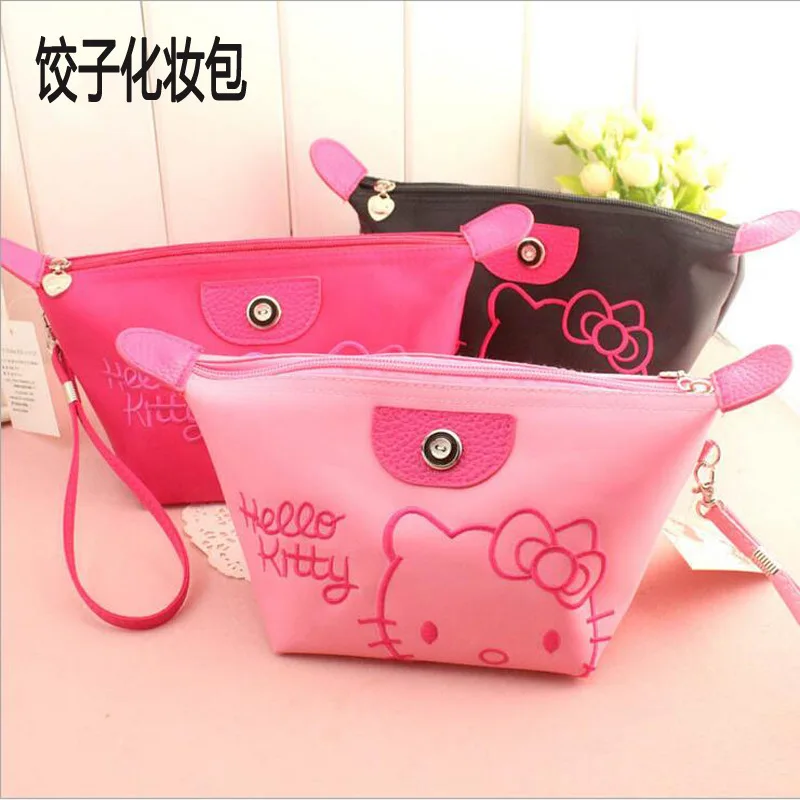 Anime peripherals Hello Kitty Cosmetic Bag Small Portable Simple Cute Girl Travel Waterproof Skin Care Products Storage Bag