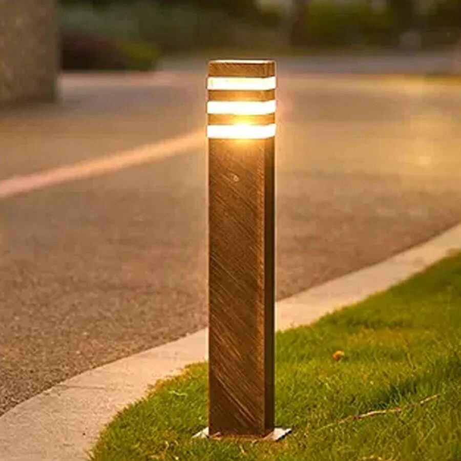 12W Outdoor Garden Patio Lawn Lamp E27 Modern Villa Hotel Courtyard Landscape Light Waterproof Pathway Stand Pole Bollards Light