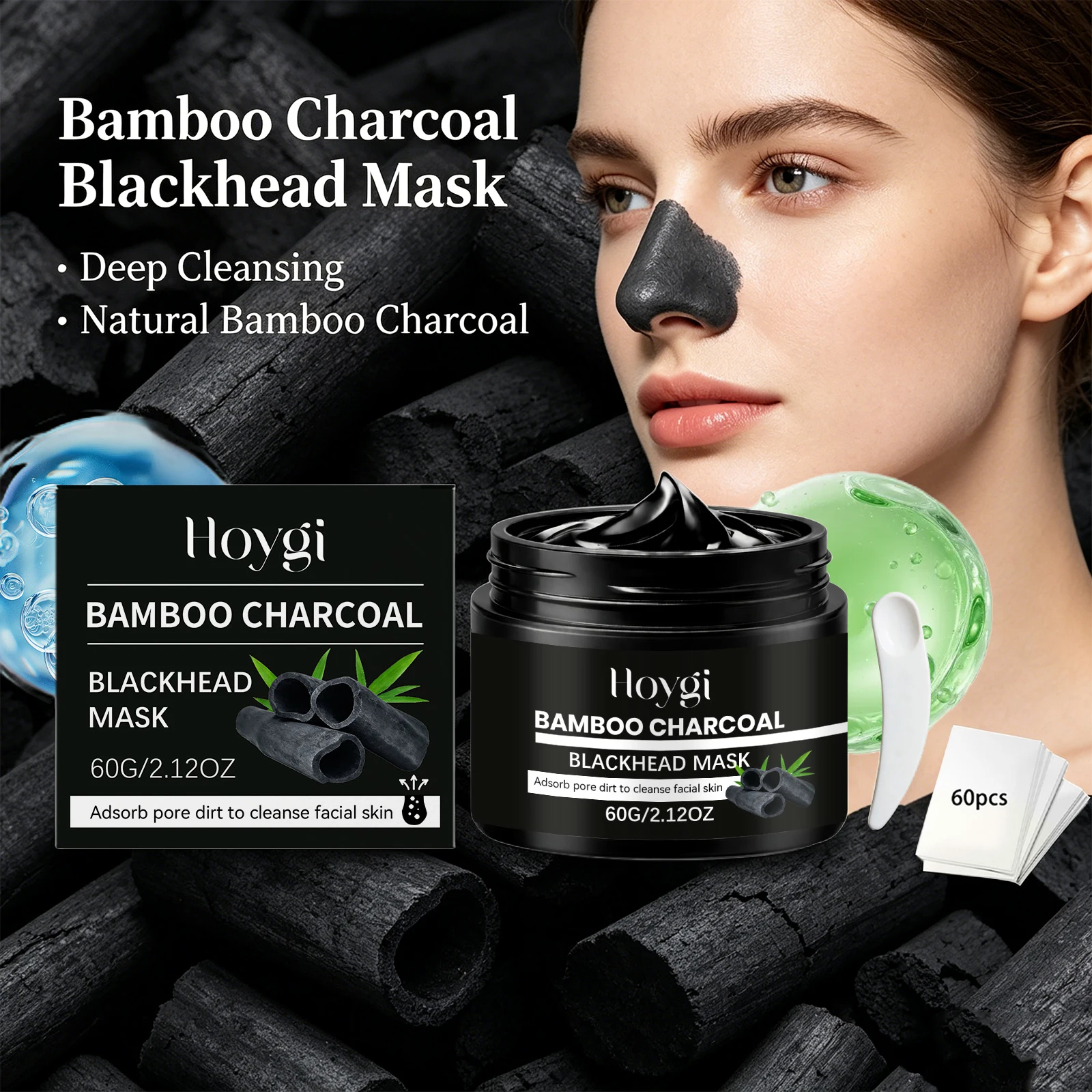 Bamboo Charcoal Blackhead Remover Mask Deep Cleansing Peel off Mask for Nose & Face Gently Removes Blackheads Smooth Skin Care view 6