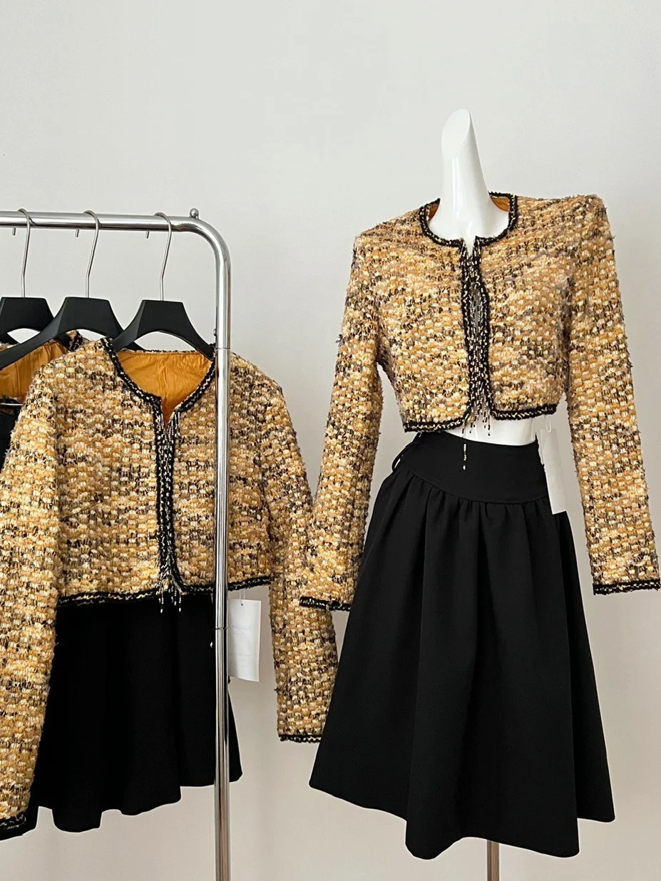   オルト・スヴェル・ブラトップとハイウエストスカートのセット、レディースファッショナブルなツーピーススーツ、エレガントなフランス風...