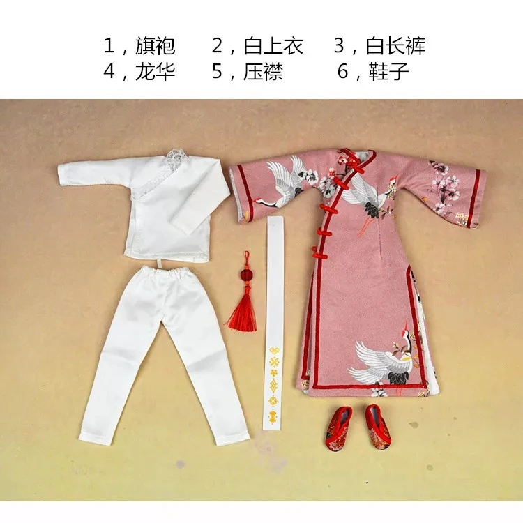 1/6 Maßstab, weibliches Cheongsam-Set im antiken Stil, klassisch, schmal geschnitten, bedruckt, Qing-Dynastie, passend für 12-Zoll-Soldaten-Actionfiguren-Körpermodelle – Detail 16