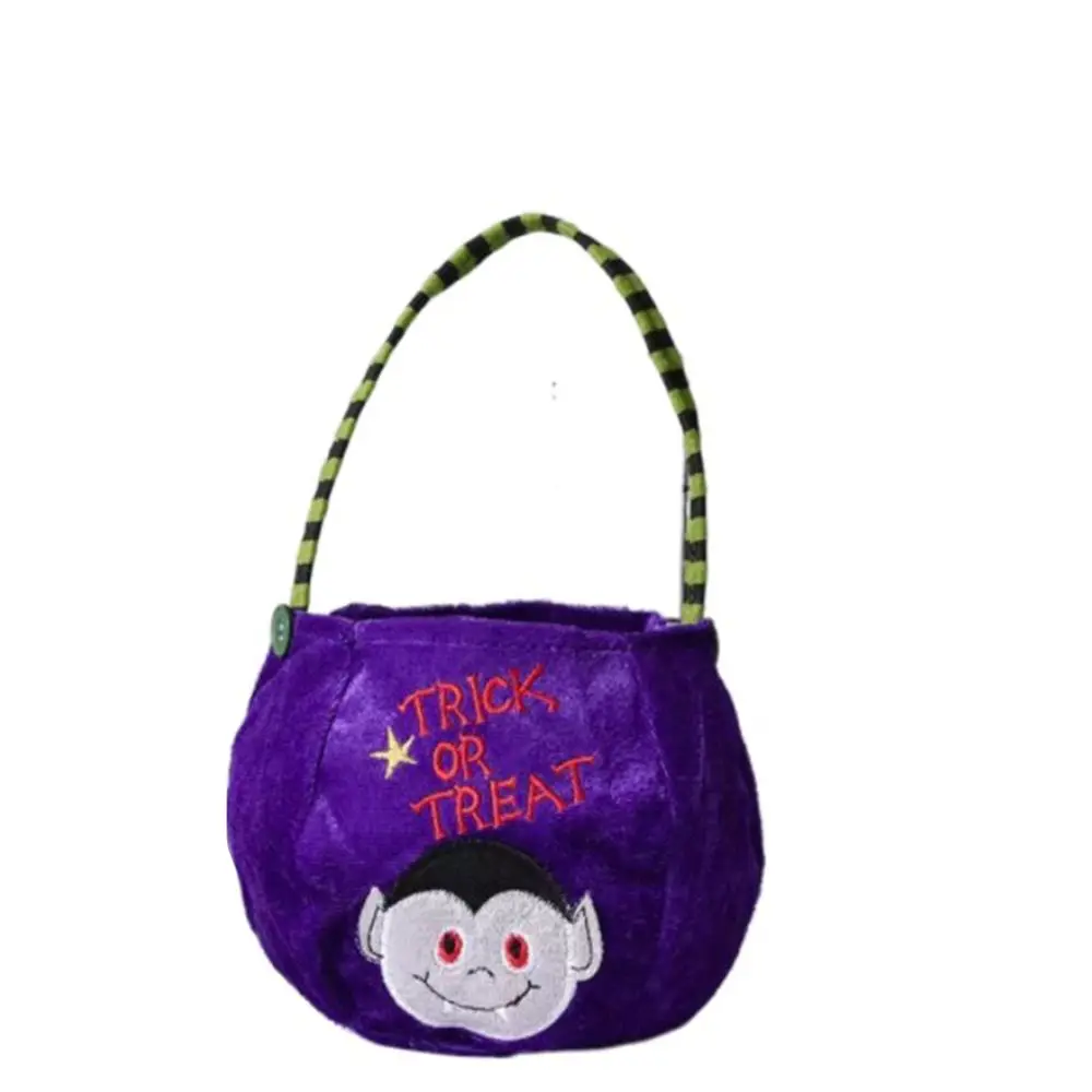 

Happy Black Cat Witch Trick Or Treat Pumpkin Handbag Halloween Candy Bag Gift Bag