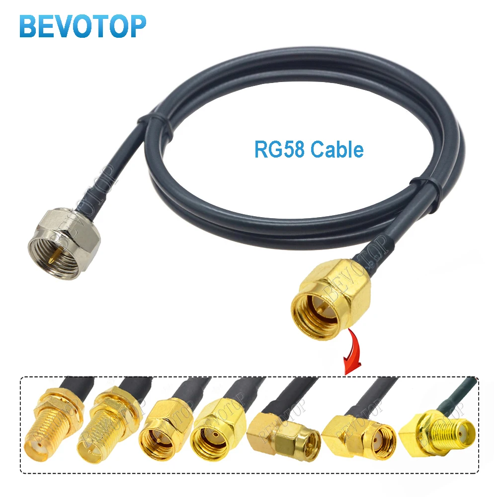 F Male to SMA Male Plug RG58 PIgtail 50ohm Coaxial Cable F Plug TV Antenna Adapter RF Coaxial Extension Cord RF Pigtail Jumper