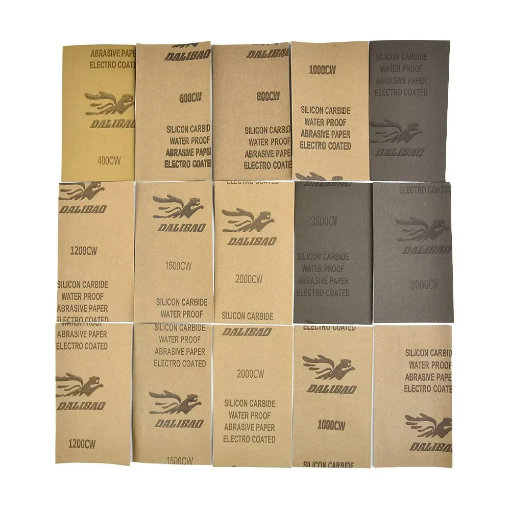 15pc Wet Dry Sandpaper Car Sand Paper Sheets 400-2500 Grit Automotive Sandpaper For Car Wood Plastic Sanding Maintenance Tools