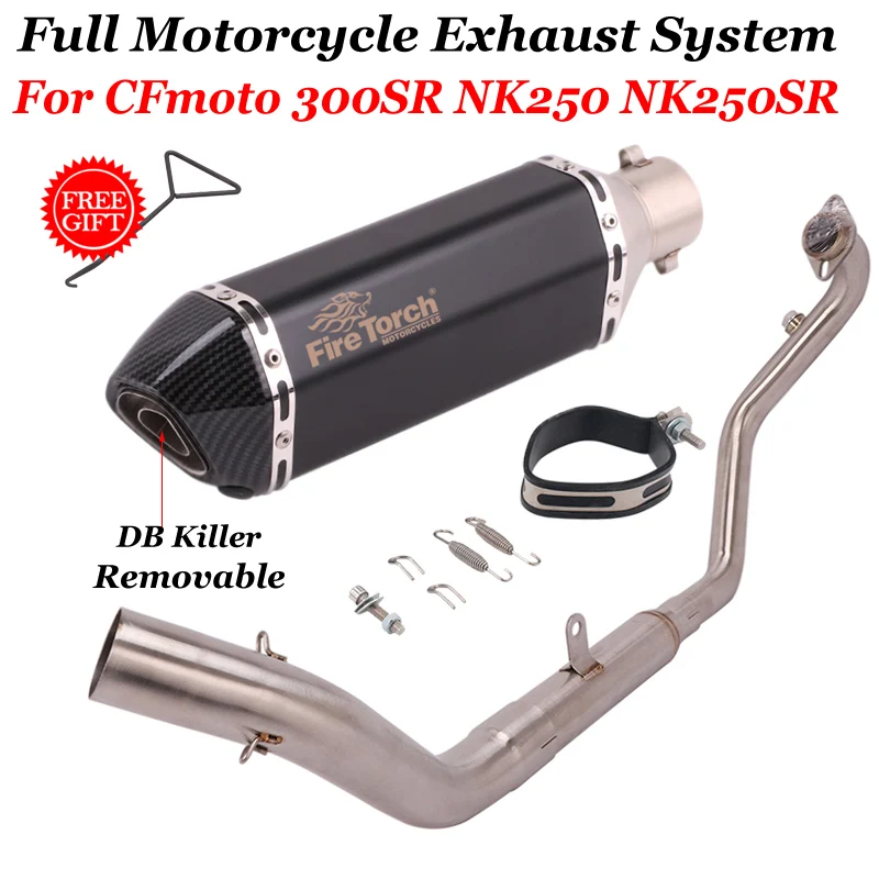 Motocross Muffler Slip On For CFmoto 300sr NK250 NK250SR Motorcycle Full System Exhaust Escape Modify Front Link Pipe DB Killer