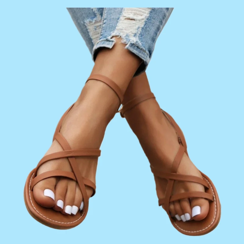 

Casual Flat Versatile Fashion Roman Comfortable Flat Bottomed Vacation Beach Shoes 2025 New Summer Women's Sandals