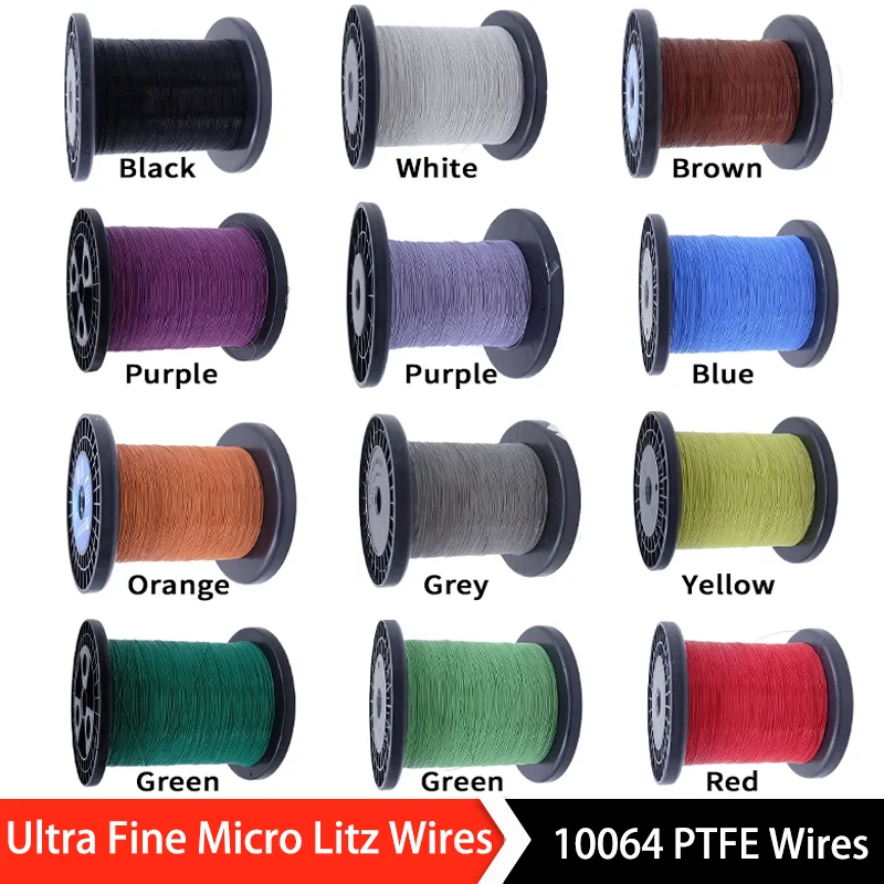 

FEP Copper Wire 10064 PTFE Plastic40 36 34 32 30 28 26AWG Ultra Fine Micro Litz Wires Solder High Conductivity Copper Cable