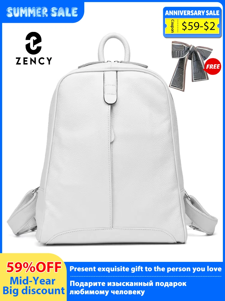 

Zency 100% Soft Genuine Leather Fashion Women Backpack Casual Travel Back Pack Bag Retro Bronze Satchel Laptop Knapsack Shoulder